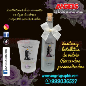 Recuerdo de matrimonio vidrio, angels graphic