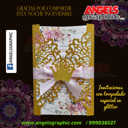 invitacion 15 años glitter