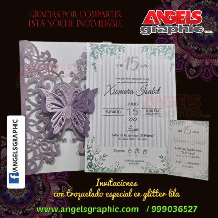invitacion 15 años lila - Angels graphic