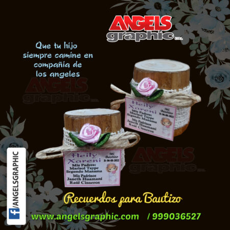 recuerdo de bautizo velita -angels graphic