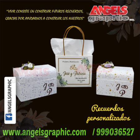 recuerdo matrimonio baul, angels graphic