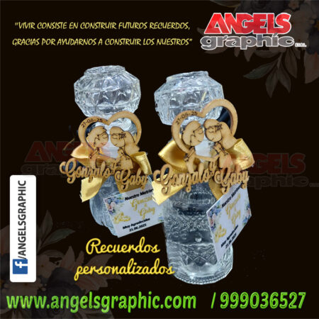 recuerdo matrimonio botellitas, angels graphic