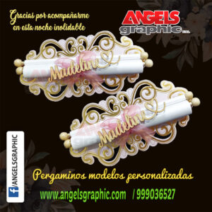PERGAMINO PERSONALIZADO PARA 15 AÑOS