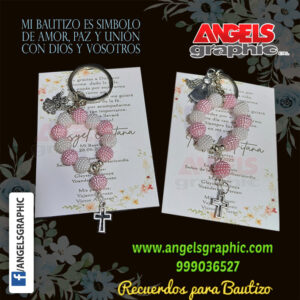 LLAVERITO DENARIO ROSADO BAUTIZO - ANGELS GRAPHIC