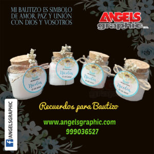 FRASQUITOS DE VELA PERSONALIZADO -ANGELS GRAPHIC