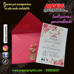 invitaciones con sello lacrado 15 años, angels graphic