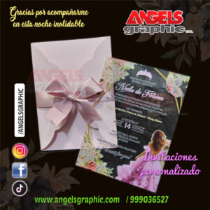 invitacion 15 años acrilico - angels graphic