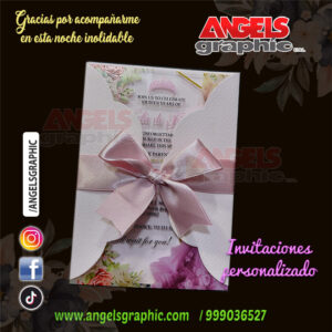 invitacion 15 años rosado - angels graphic