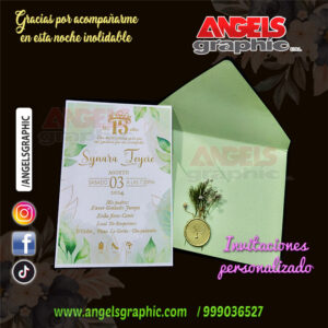 invitaciones de 15 años con sello lacrado, angels graphic